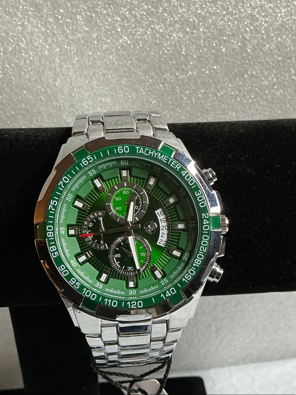Green Stainless Steel Tachymeter Watch